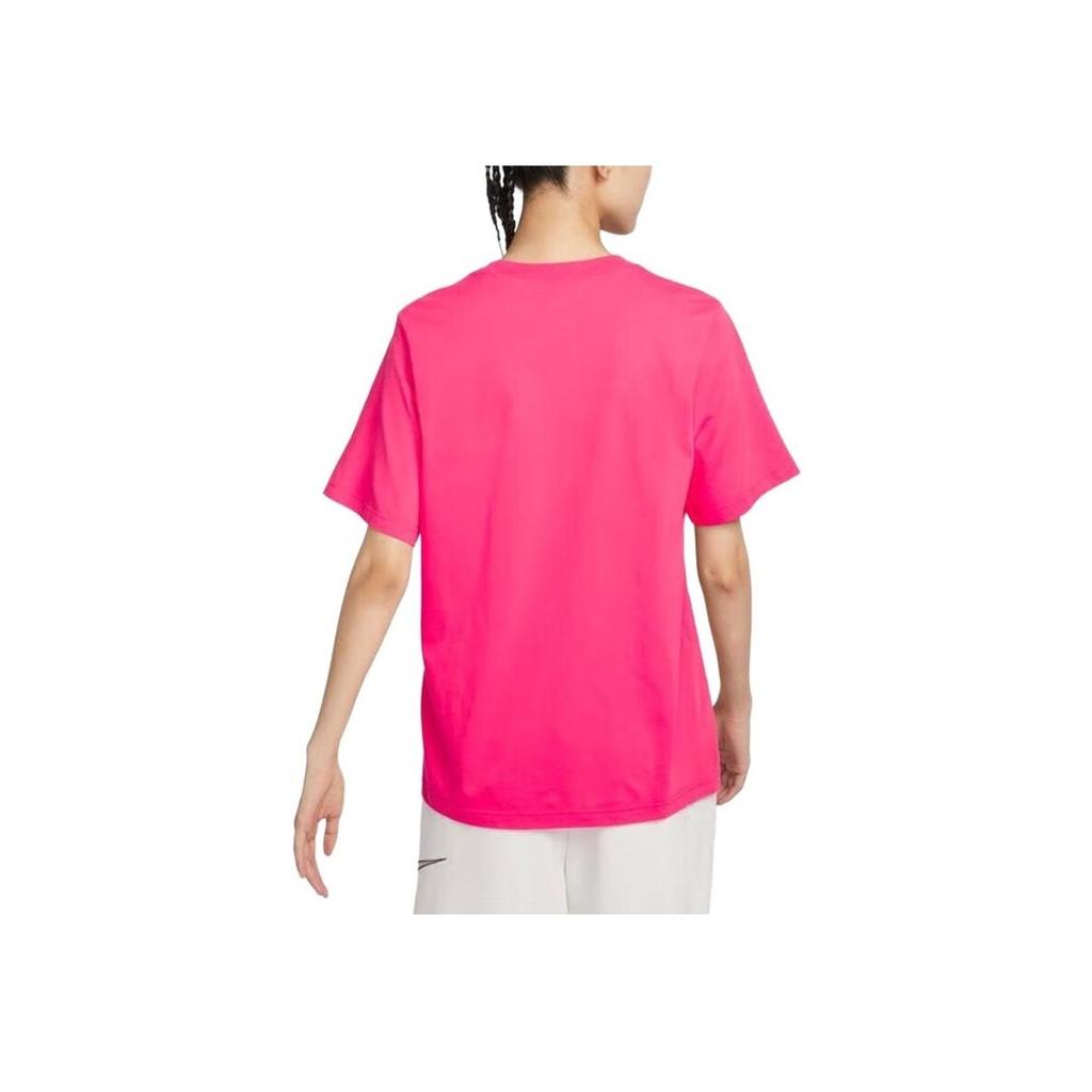 Nike Sportswear Solid Color Casual Loose Short Sleeve Drop Shoulder T-Shirt Women Tops Light-Melting-Red FD4150-648