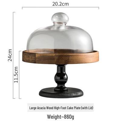 High-Footed Serving Tray with Dustproof Glass Dome