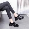 Women's Shoes Spring New Thick-soled First-layer Cow Patent Leather Muffin Bottom Deep-mouth Lace-up Single Shoes
