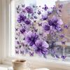Purple Floral Butterfly Wall Stickers, Removable Anti-Static Waterproof Self-Adhesive PVC Decals for Living Room Bedroom Home Decor