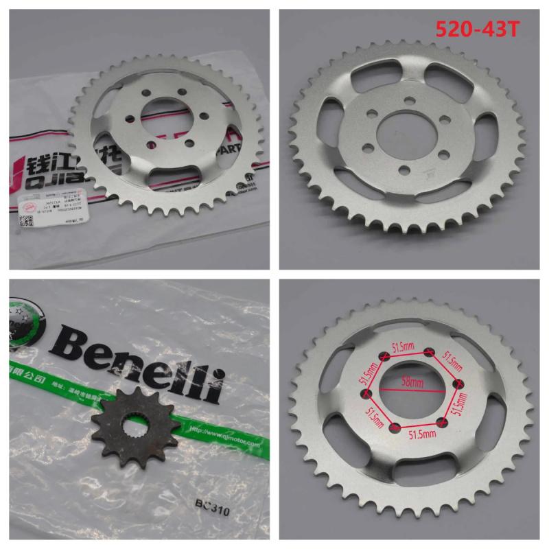 Motorcycle front rear chain sprocket for Benelli TNT25 TNT250 BN251 TRK251 LEONCINO250 / BN TNT TRK LEONCINO 25 / 250 / 251