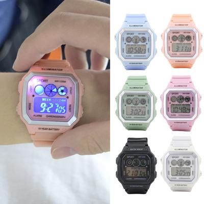 Student Watch Alarm Clock Square Dial LED Display Adjustable Precise Time Sport Student Wrist Watch Daily Accessory