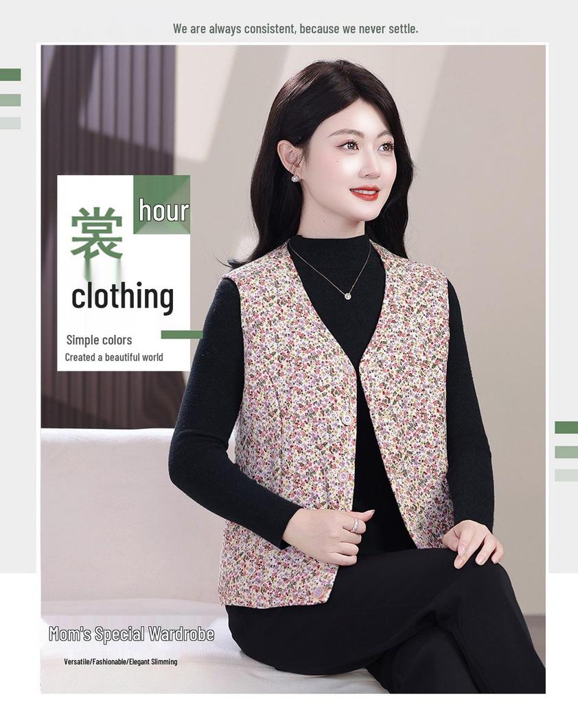 Women's Slim-Fit Warm Vest & Shawl for Autumn and Winter - Middle-Aged & Elderly