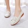 2025 Summer Mom Cowhide Leather Moccasins Woman Slip On Wedges Shoes Designer Breathable Hollow Out Bowtie Ballet Flats