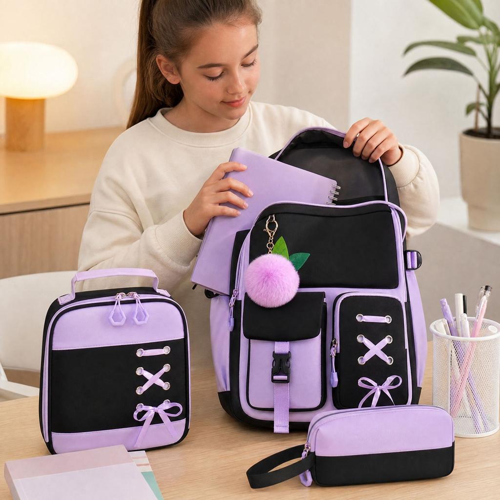 Set Zaino Scolastico da 3 Pezzi per Studenti