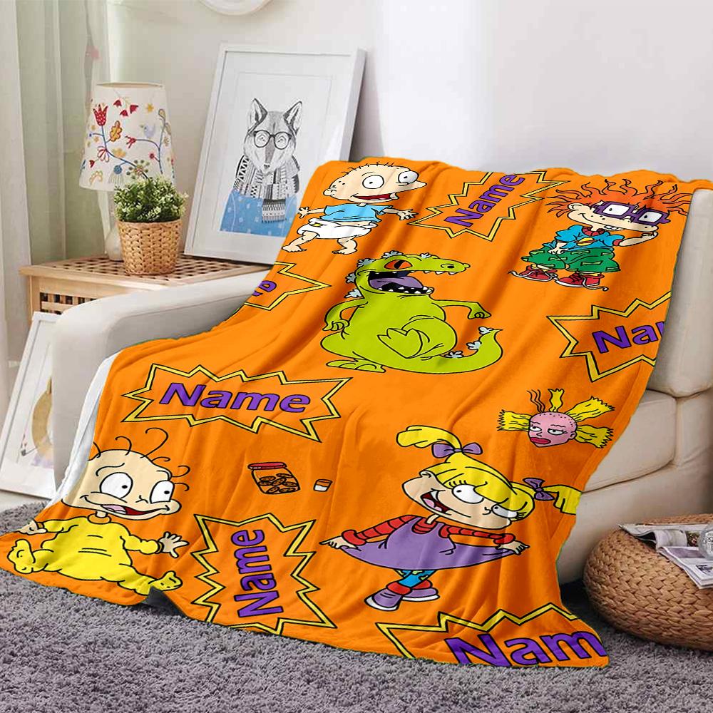 Custom Name Rugrats Theme Printed Blanket - Perfect for Couch, Bed, Travel & Outdoor Use | Machine Washable, Cozy & Durable.