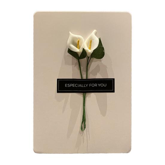 

Artificial Flower Greeting Card with Envelope Creative Birthday Thanksgiving Mother’s Day Card Unique Gift for Loved Ones B білий