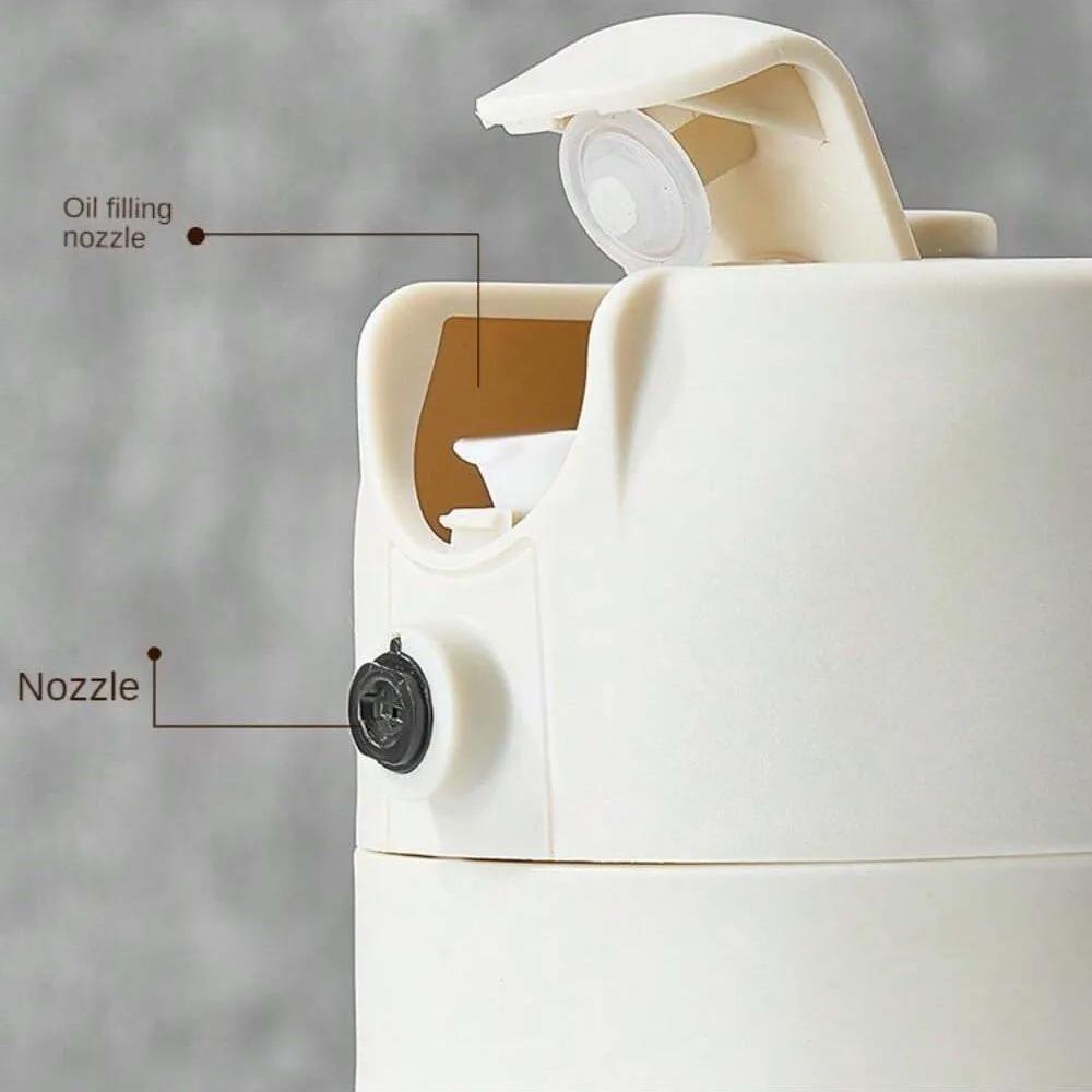 2-in-1 Glass Bottle Sprayer Outdoor Grill Olive Oil Diffuser Kitchen Vinegar Soy Sauce Spray Dispenser Opening Lid Cooking Tool