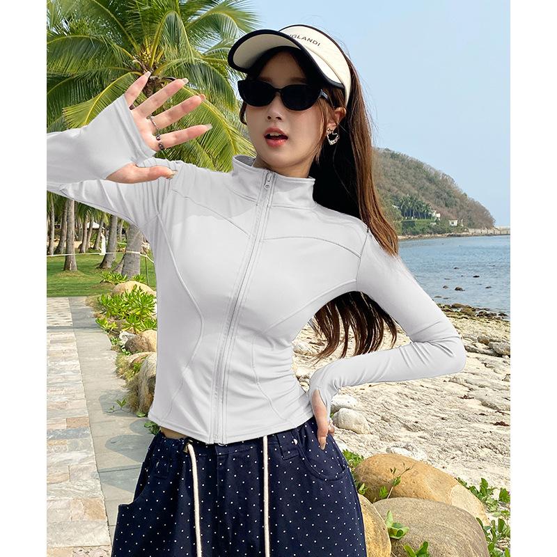 Sunscreen Clothes Yoga Clothes Zipper Fashion Sports Jacket Running Training Long Sleeves Slim Skinny Fitness Top Quick Drying