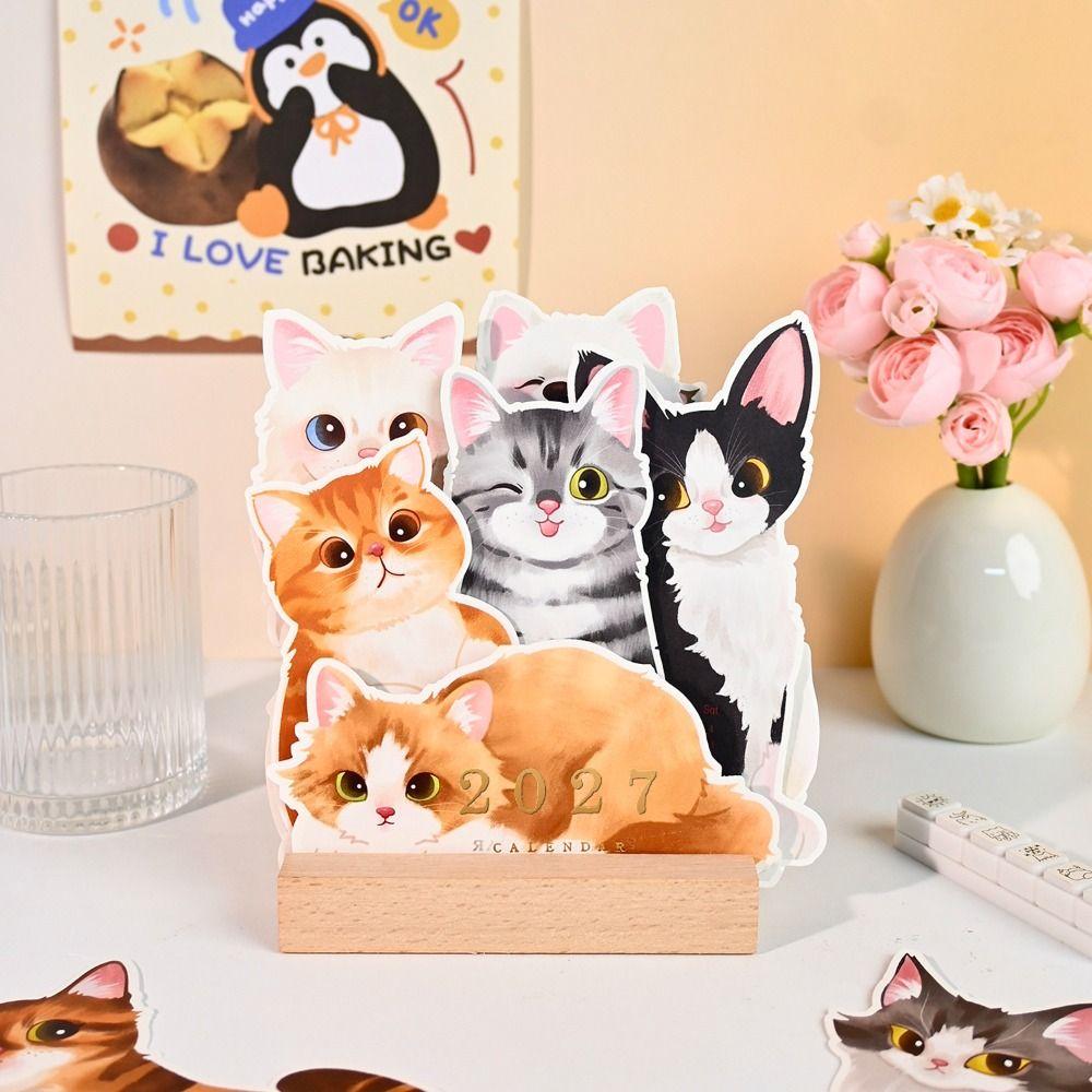 Pop-Up 2027 Desk Calendar Dog/Cat Cat Calendar New Dog Calendar  Home Office