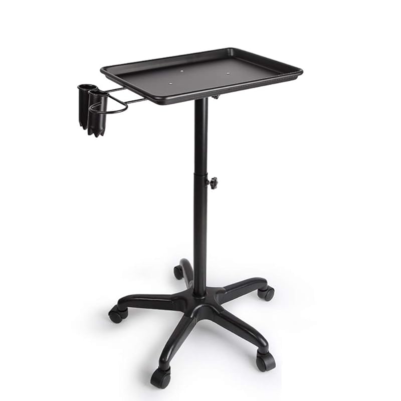 Aluminium Salon Instrument Tray, Height Adjustable Trolley Cart Tray Station on Wheels for Salon Tattoo Spa Beauty Service Holder Tool Storage