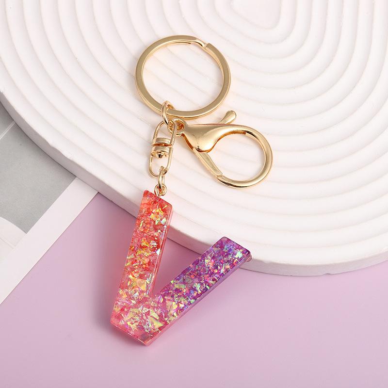 Ab Glue Fuchsia Gradual Change Letter Keychain Pendant Pendant Japanese And Korean Style Popular Versatile Keychain Jewelry