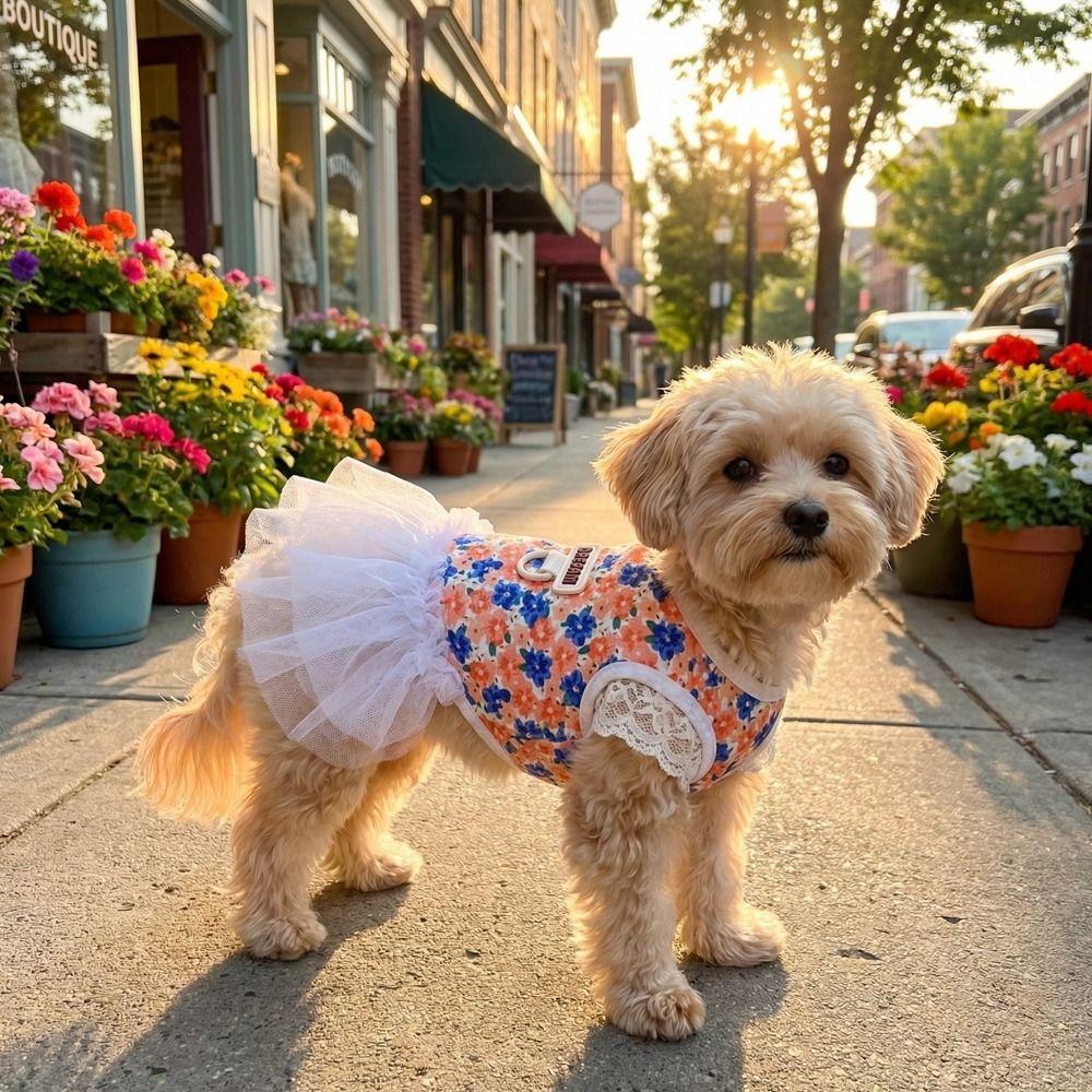 Lovely Dog Floral Skirt Breathable Cat Tutu Skirt Skirt Clothing Suspender Skirt Daily Wear