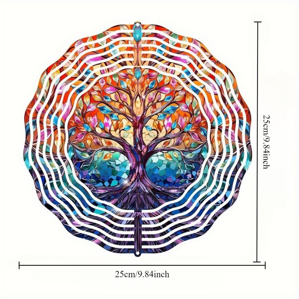 Vibrant 2D Tree of Life Wind Spinner - Colorful Acrylic Garden Art with Stained Glass Effect, Dynamic Sublimation Design for Indoor & Outdoor Decors