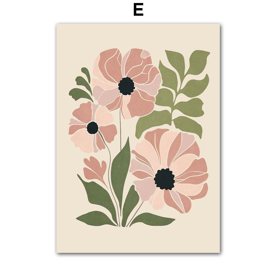 Abstrakter Blumenmarkt Pfingstrose Gänseblümchen Blätter Wandkunst Leinwand Malerei Vintage Poster und Drucke Bild für Wohnzimmer Heimdekor