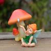 Resin Mushroom Fairy Statue Cartoon Miniature Figurine Sculptures Mushroom Doll Set  Gift