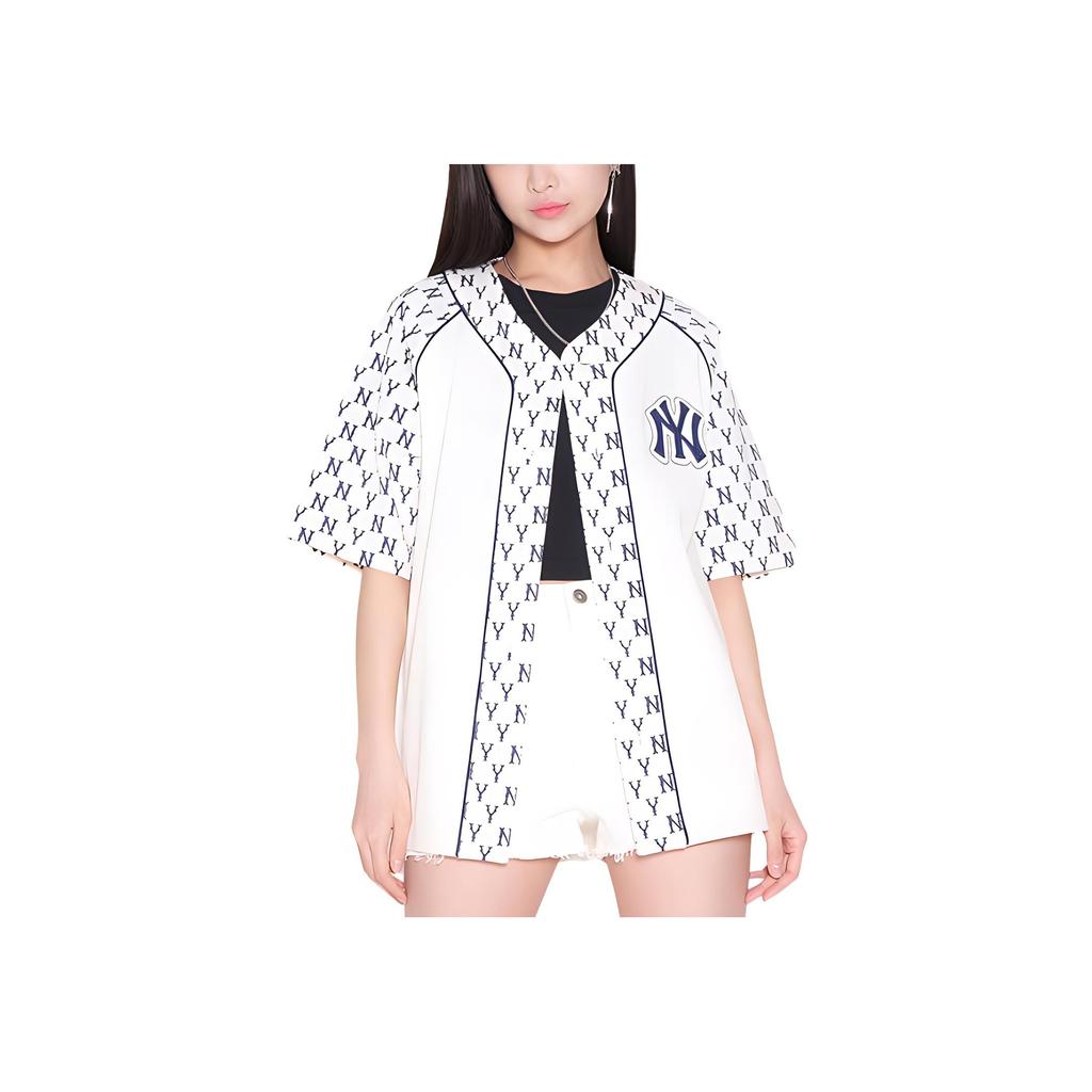 New MLB Old Flower Baseball Jacket Unisex Cream 3ABSM0121-50CRS