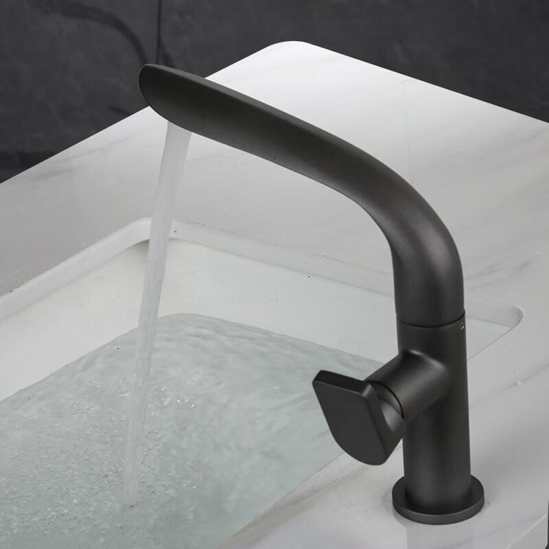 TLXT Leaf Gunmetal Grey Rotary Basin Faucet