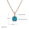 Shiny Blue Natural Zircon Pendant Necklace For Women Fashion  Rose Gold Color Vintage Party Daily Fine Jewelry