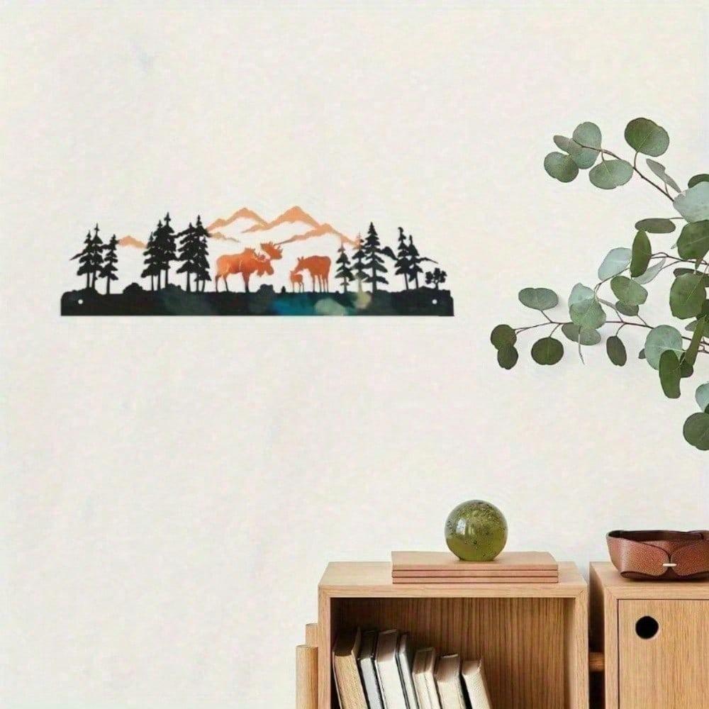 1 szt. Metalowa Sztuka Ścienna z Łosiem, Rzeźba Jelenia Świątecznego 3D, Kreatywny Wystrój Domu do Salonu Sypialni, Prezent Świąteczny