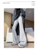 Petite High Waist Grey Flare Pants - Women's Slimming Yoga Sweatpants for Spring/Autumn