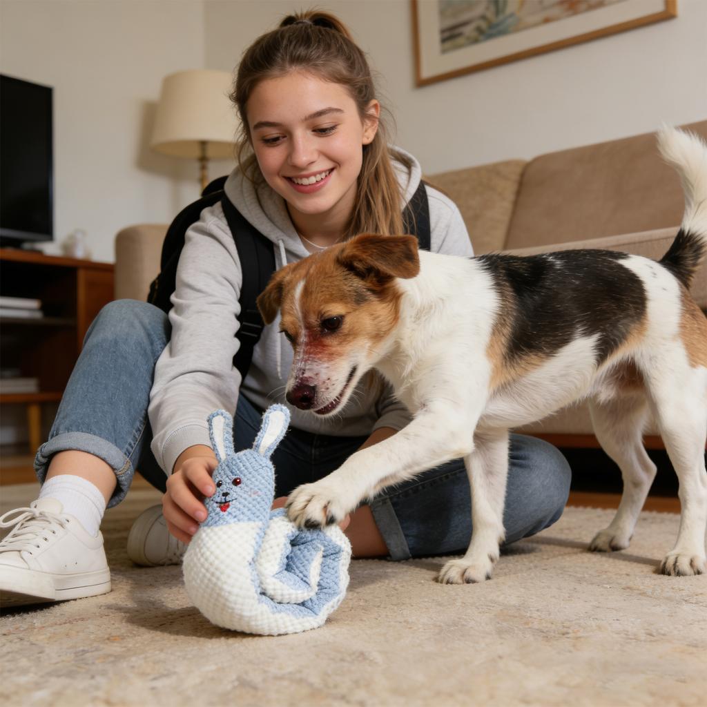 Interactive Dog Snuffle & Dispensing Toy Resistant Plush Chew Toy With Squeaker, Boredom Relief Sniffing Toy For Small/Medium Dogs