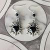 Gothic Retro Sliver Color Flame Sacred Heart Talisman Black Heart Shape Dangle Earrings for Women Hallowmas Party Jewelry Gifts