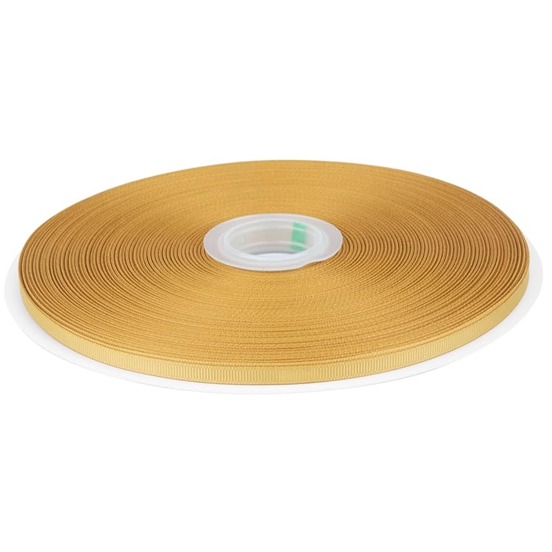 

[Tekdeere]Width 6mm solid gold grosgrain ribbon, perfect for gift wrapping, sewing, hair accessories, wedding decoration - 91m/roll