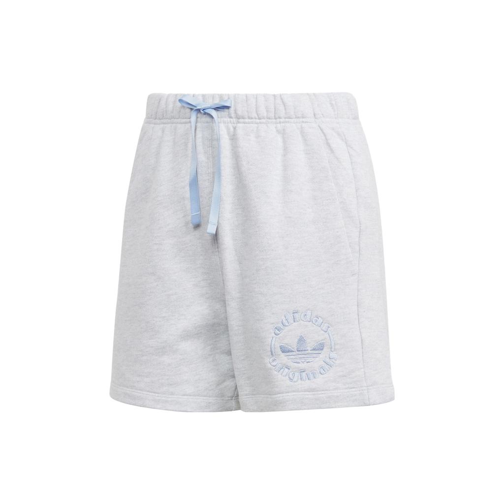 Adidas Originals Trefoil Logo Embroidered Drawstring Straight Regular Sports Shorts Women Shorts Light-Hemp-Gray IC7983