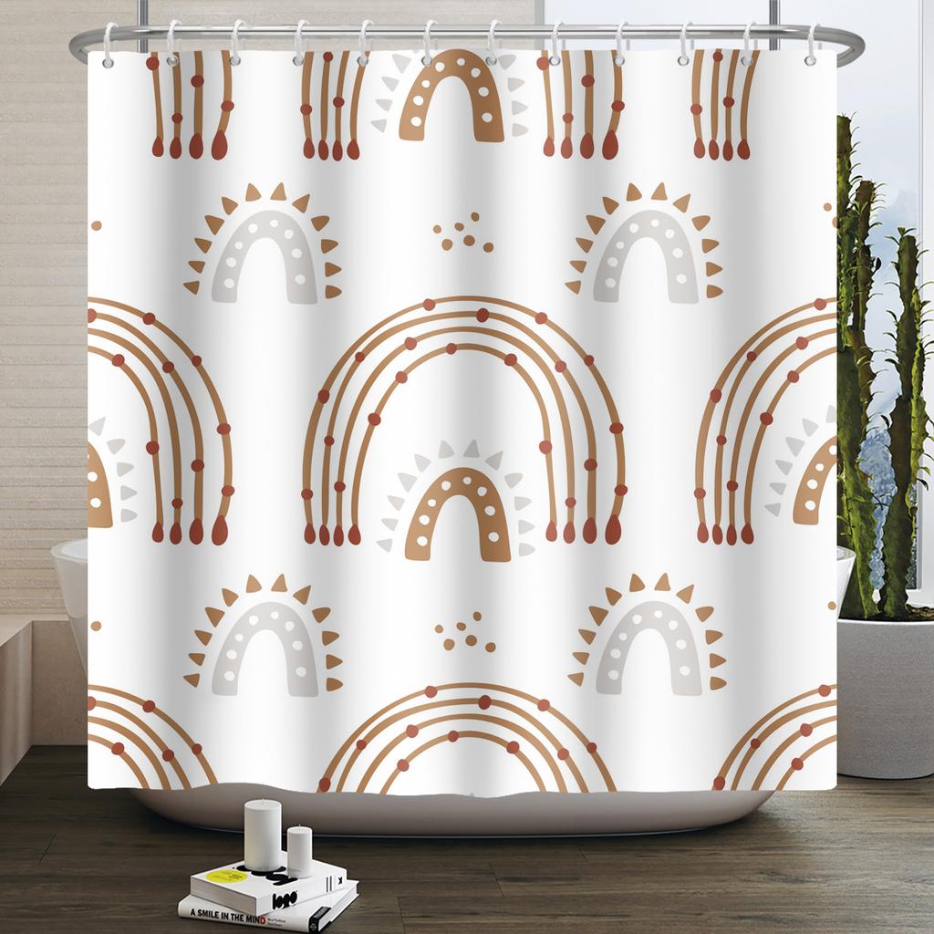 Cartoon Shower Curtain for Bathroom Kids Rainbow Cloud Sun Stars Flower Unicorn Cute Animals Waterproof Bath Curtain Home Decor