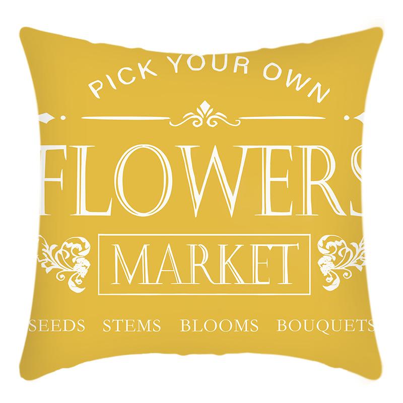 

New Green Plant Tulip Print Pillow Cover Letter Print Pillow Home Sofa Cushion Cover 45 * 45Cm pillowcase