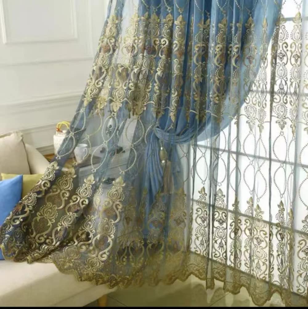Mi New Life Luxurious Lace Curtains Floral Pattern Living Room Length Set of Nordic-Style [Sheer] Embroidered, Breathable, [Customizable] Privacy,