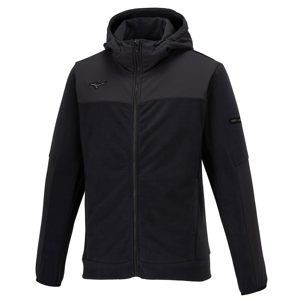 Mizuno Training Wear Hybrid Fleece Size M Jacket, Water-Repellent, Stretch, 32MCA558, Black,