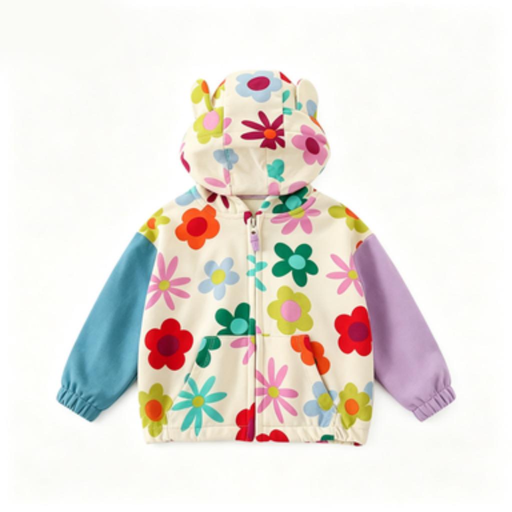 Girls Zip-Up Hooded Long Sleeve Cardigan Jacket Outerwear for Casual Daily Wear
