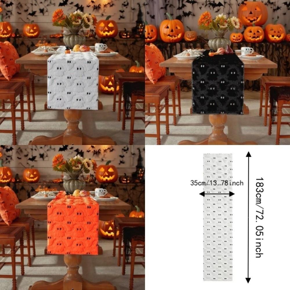 Comfortable Halloween Table Runner Soft Texture 3D Tufting Dining Tablecloth Restaurant