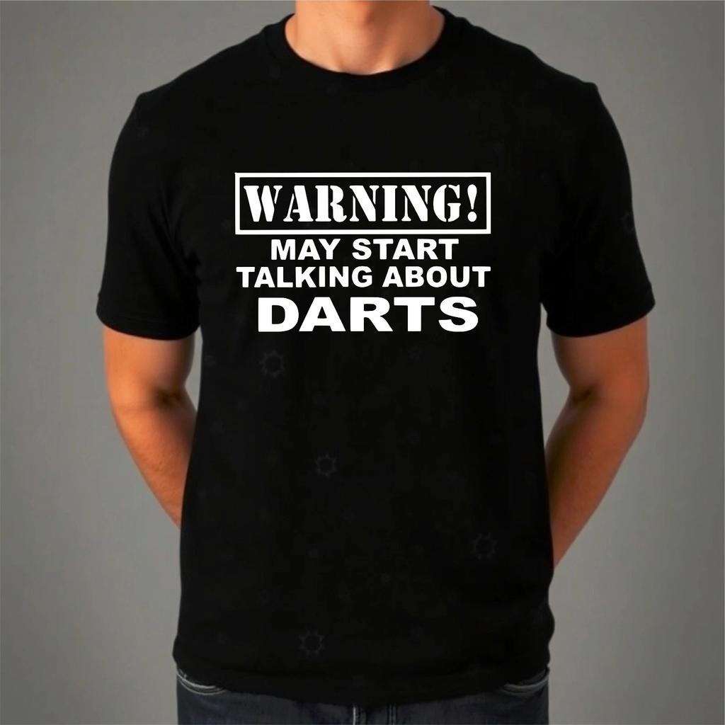 Warning May Start Talking About Darts Funny Hobby Graphic Men Women T-Shirt