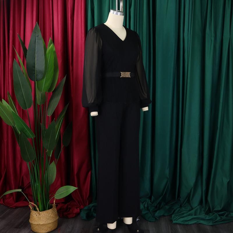 Traje de dos piezas con pantalones anchos y manga larga para mujer, nuevo estilo