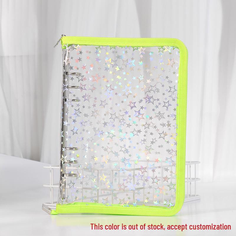 Caiet cu inele A5 Negru Detașabil cu Planificator de Valoare Ridicată și Album Carduri Japoneze în Carcasă Transparentă PVC