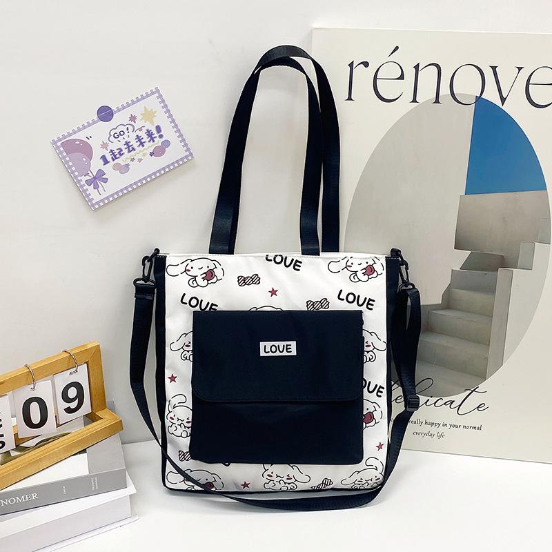 

Tuition bag Student tote bag New shoulder bag Fashion contrasting messenger bag чёрный