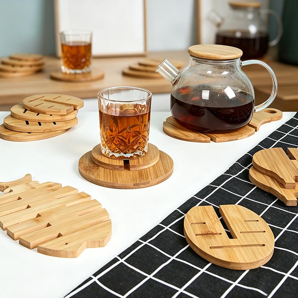 Household Bamboo Cup Coaster High Temp Resistant Non-Slip Table Placemat