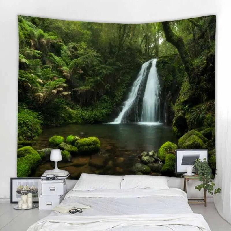 Naturlig väggtapet Mandala Trädgård Landskap Bohemisk rumsinredning Psykedelisk Tapiz Hippie Sovrum Tygmatta