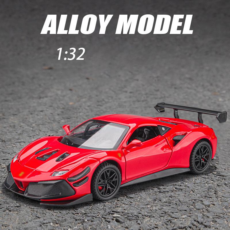 Modellauto aus Druckguss im Maßstab 1:32, Modellauto 488, zurückziehbares Spielzeugfahrzeug mit Ton und Licht für Kinder, Kleinkinder, Jungen und Mädchen, Geschenkkollektion