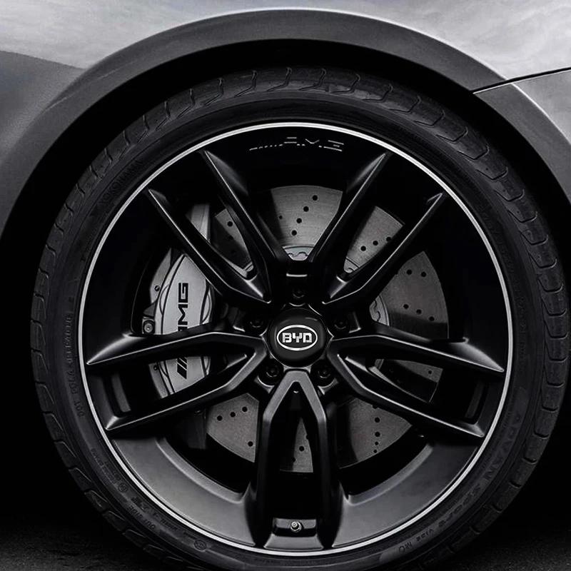 4Pcs 56mm Car Wheel Hub Caps Cover Rim Sticker Reflective Badge For BYD Tang F3 E6 Atto 3 Yuan Plus Song Max F0 G3 I3 Ea1 Dmi G6