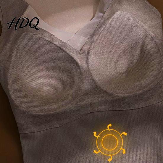 Sleeveless Slim Fit Tank Tops Women Seamless Thermal Vest Base Layer Tops Camisole with Built-in Chest Pads V-Neck Stretchy Fitted for Daily