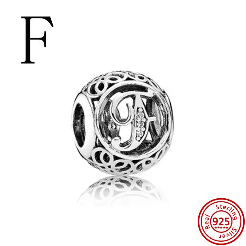 925 Massivkupfer Unendlichkeitssymbol Hohl Rund A-Z 26 Alphabetbuchstaben Glänzende Zirkonia-Perlen Passend für Original Pantaro Charms Armband