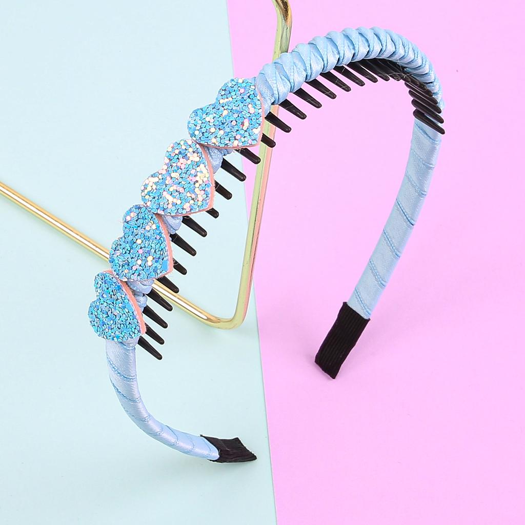 1/5PCS Glitter Heart Headbands Girls Sparkly Heart Shaped Headband Teeth Hairbands Children Kids Party School Hair Accessories
