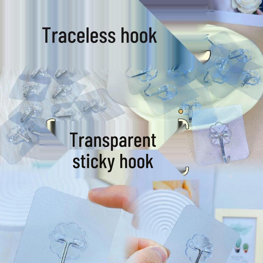 Traceless Reinforced Adhesive Hooks: Transparent, Waterproof, for Kitchenware & Clothes