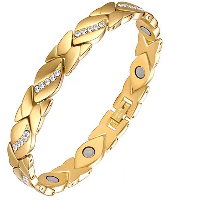 Yingqi Adjustable Antique Red Copper Diamond Magnetic Bangle Bracelet
