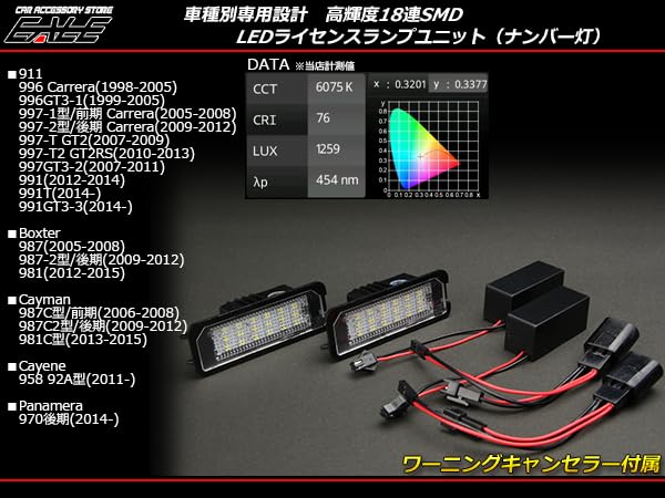 LED License Lamp for Porsche 911 Carrera 996/997/991 Boxster 987/981