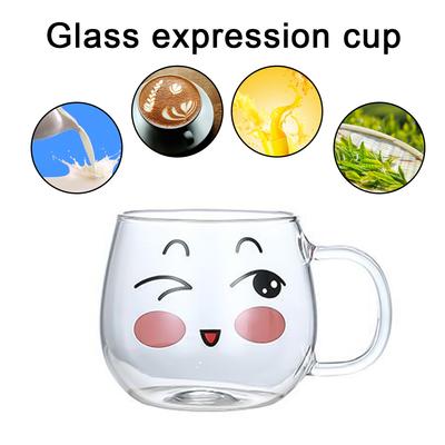 200ml Niedlicher Ausdruck Glasbecher Kaffeetasse Joghurt Tee Milch Zitronensaft Kaffee Wasserbecher Whiskeybecher Trinkgeschirr Hitzebeständig